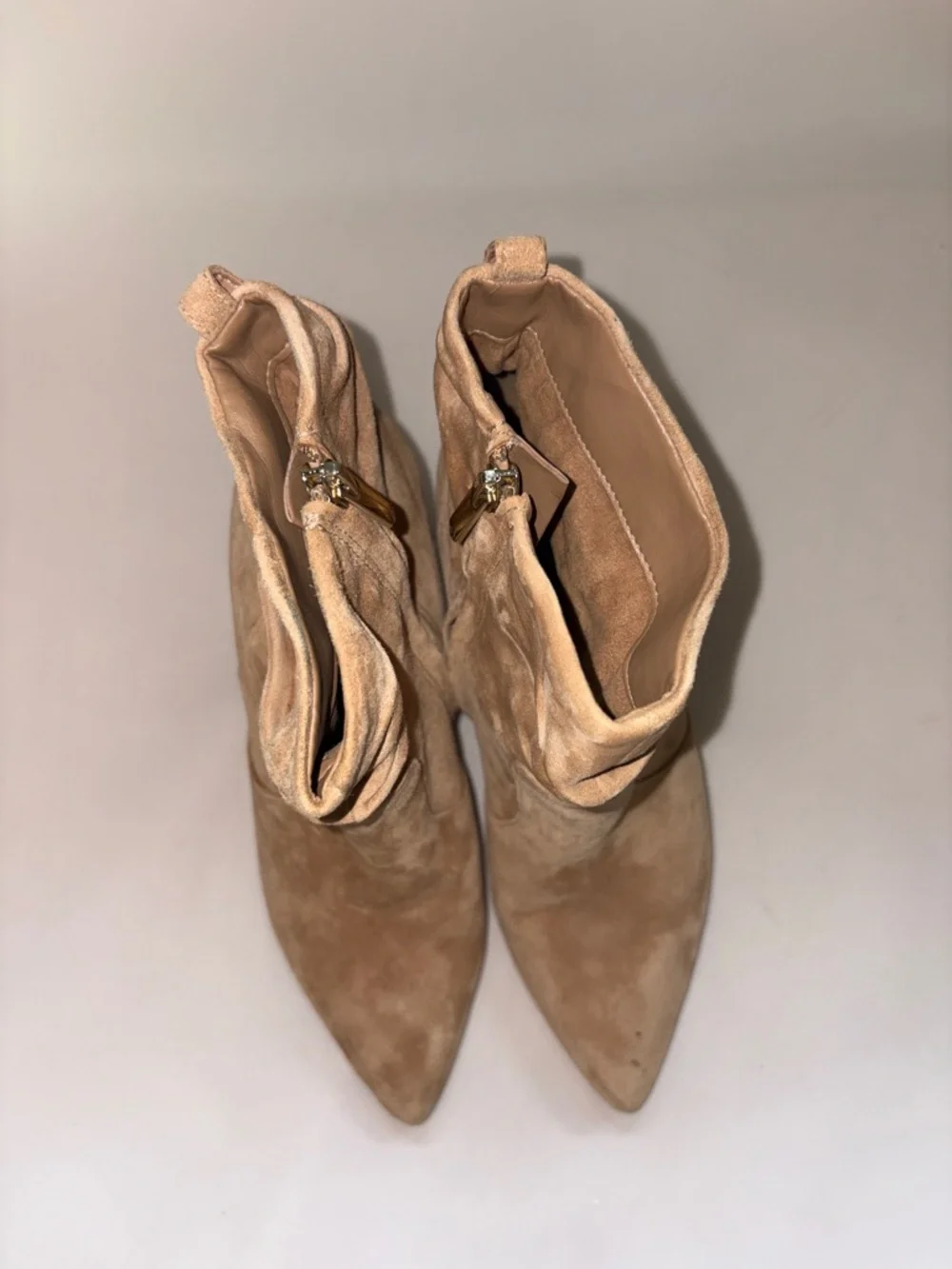 Sam Edelman Roden Tan Suede Pointed-Toe Ankle Booties Size 8.5